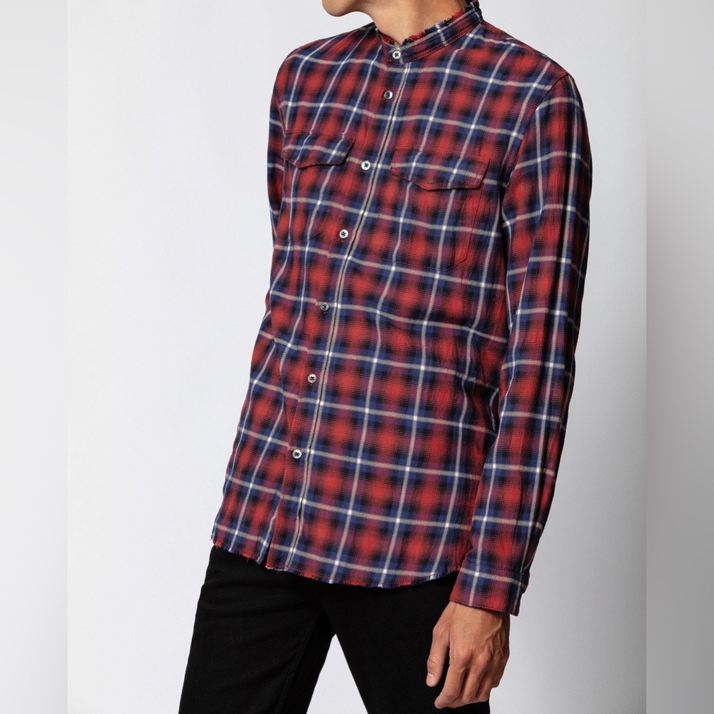 Zadig & Voltaire Torrol Check Grunge Button Up Shirt Size 42